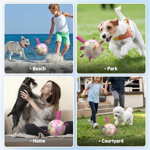 QDAN Dog Balls, Dog Soccer Ball with Straps,Puppy Girl Dog Toys, 6 Inch - Image 3