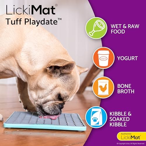 LickiMat Tuff, Heavy-Duty Playdate, Dog Slow Feeder Lick Mat, Boredom Anxiety Reducer; Perfect for Food, Treats, Yogurt, or Peanut Butter, Fun Alternative to a Slow Feed Dog Bowl, Turquoise - Image 5