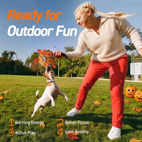 QDAN Halloween Dog Toys, Soccer Balls with Straps, 6 Inch Interactive Toys - Image 2