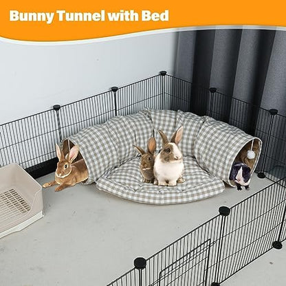 BWOGUE Bunny Tunnel Bed, 2-in-1 Collapsible Rabbit Tunnel Hideout with Mat - Image 6
