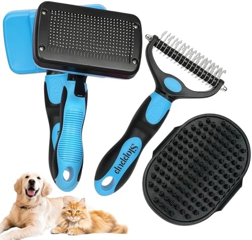 Blue Pet Grooming Kit 3Pcs Dematting Comb for Dogs&Cats Shedding by Histotree