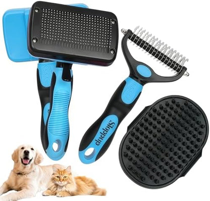 Blue Pet Grooming Kit 3Pcs Dematting Comb for Dogs&Cats Shedding by Histotree
