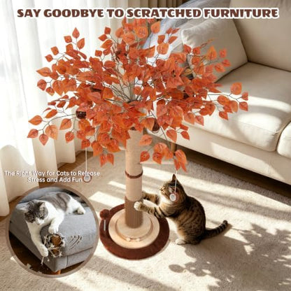 46" Extra Tall Cat Scratching Post with Toy for Large and Adult Indoor Cats - Image 6
