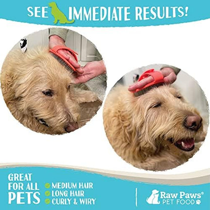 Raw Paws Hand-Held Grooming Pin Brush for Dogs & Cats - Rubber Tipped - Image 4