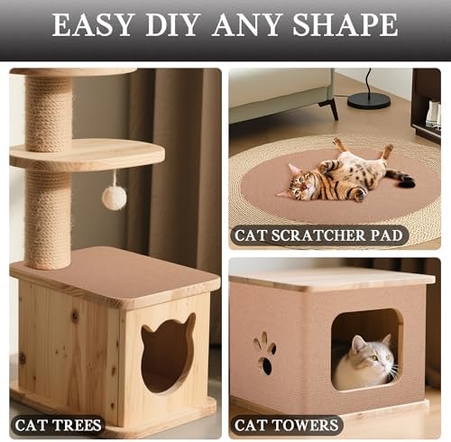 15.7'' x 23.6'' Cat Scratch Furniture Protector Cat Wall Scratcher Mat AdhesiveTrimmable Cloth Couch Anti-Scratch Cover DIY Climb Couch Protector from Claws, Replacement Pads，Beige - Image 7