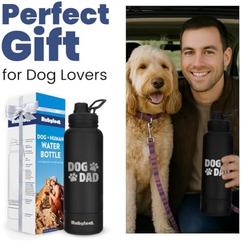 Rubyloo Dog Dad Water Bottle with Detachable Bowl for Dog Lovers - Image 5