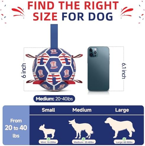 Diman Dog Balls, 6 Inch Dog Soccer Ball with Straps, Independence Day Gift - Image 5
