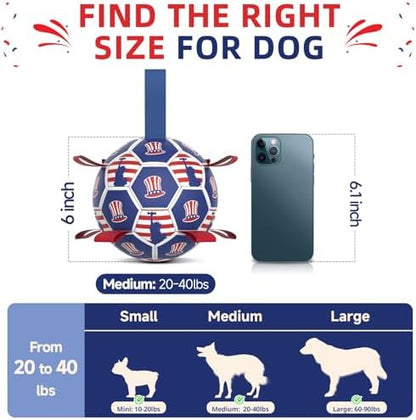 Diman Dog Balls, 6 Inch Dog Soccer Ball with Straps, Independence Day Gift - Image 5