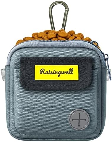 Raisingwell Dog Treat Pouch for Pet Walking and Training with Clicker Poop Bags and Three Bags Design Small Fanny Zipper Pack Holder for Puppy Snack Dispenser Kit for Leash and Outdoor Use (Gray) by Raisingwell