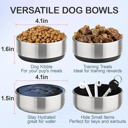 KEWIXY Insulated Dog Travel Water Bottle with Detachable Bowls, 3 in 1 Portable Dog Water Bottle Dispenser, Dog Accessories for Walking, Hiking, Camping, Outdoor (Navy Blue, 32 Oz) - Image 3