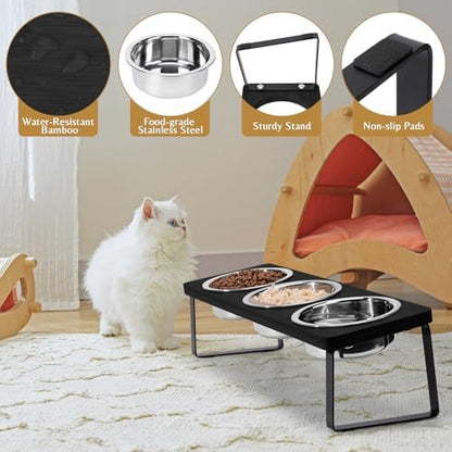 Elevated Black Cat Food Bowl for Indoor Cats, 3 Raised Water Bowl for Pet - Image 4