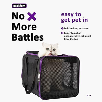 Soft Pet Carrier for Large and Medium Cats, 2 Kitties, Small Dogs. Easy to Get Cat in, Great for Cats that Don't Like Carriers (Black) - Image 2