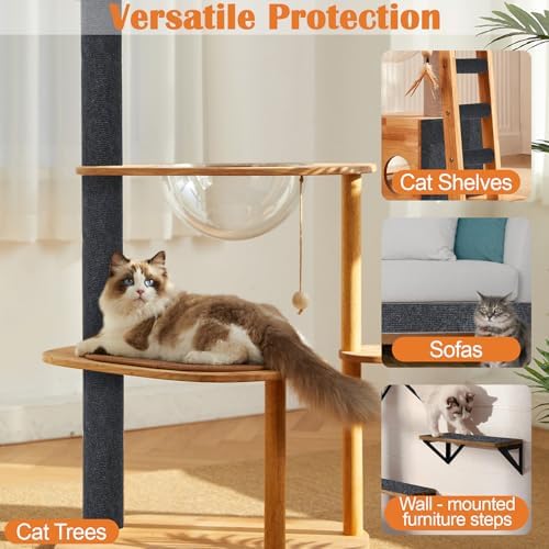 Cat Scratch Furniture Protector - 40" x 15.8" Trimmable Self-Adhesive Cats Claws Scratch Pads, Furniture Protection from Cats/Dogs Scratching for Cat Scratch Post Cat Tree Replacement (Dark Gray) - Image 6