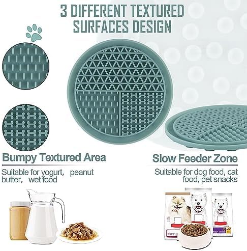 Food-Grade Silicon Circle Shaped Dog Lick Mat for Easy and Fun Bath | Lick Mat Dog Washing Distraction Device | Dog Care and Training Helpful for Pet Treats - 16.5x16.5 cm with Suction