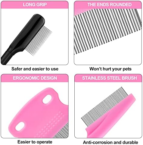 Boao 5 Pcs Dog Eye Comb Tear Stain Remover Grooming, Pink, Black - Image 3