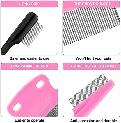 Boao 5 Pcs Dog Eye Comb Tear Stain Remover Grooming, Pink, Black - Image 3