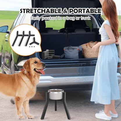 Dog Bowl Stand for Medium Large Dogs, Adjustable Width Elevated Dog Bowls 7-10.6", Raised Dog Food Water Bowls, 11 inch Tall Single Holder, Black,Bowl Not Included - Image 6