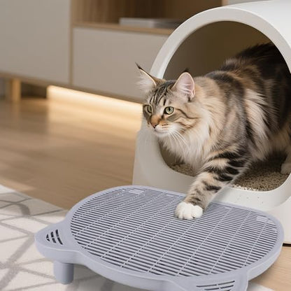 Cat Litter Box Step, 20.1"x 16"x 6" Dual-Layer Litter Trapping Ramp for Senior and Kittens, 2 Stool Heights, Protects Floors from Urine Messes(Grey) - Image 5