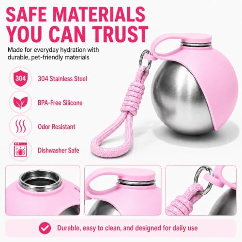 Portable Dog Water Bottle with Bowl, 10oz Leak-Proof Stainless Steel - Image 7