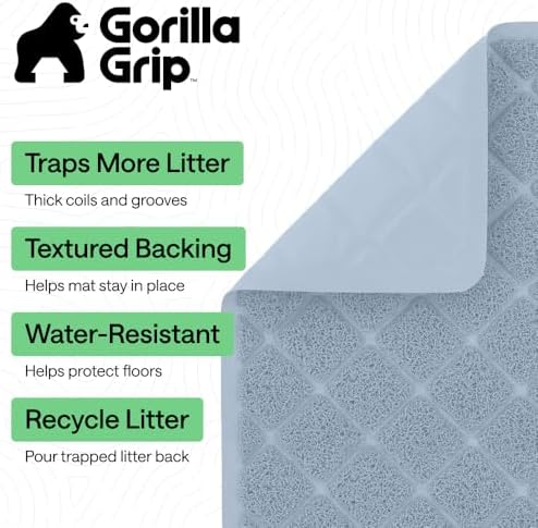GORILLA GRIP Cat Litter Box Mat, Coiled Mesh Trapping Mats 24x17 Light Blue - Image 2