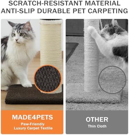 Made4Pets Cat Scratching Post with Sisal & Carpet for Indoor Cats, 23.6" - Image 5