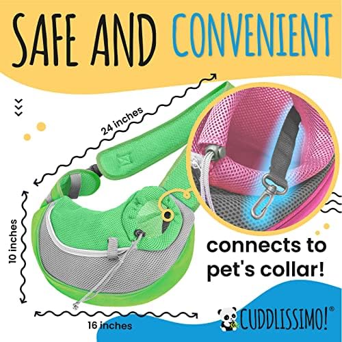 Cuddlissimo Small Dog Sling Carrier, Pet Cat Sling, Puppy Pouch - Green-L - Image 6