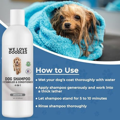 Dog Shampoo Conditioner & Detangler, Hypoallergenic Tearless Unscented 16OZ - Image 5