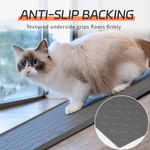 Bulkniu Silicone Cat Litter Mat, 22"x34", Raised Edge Waterproof, Dark Grey - Image 6