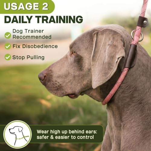 Fida Durable Slip Lead Dog Leash, 6 FT x 3/8" Heavy Duty Loop Leash, Pink - Image 5