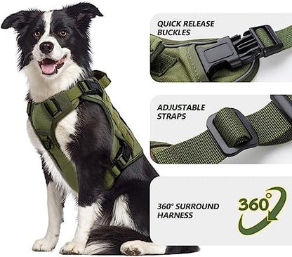 WINGOIN Green Tactical Dog Harness for Extra Large Dogs,No Pull Dog Harness - Image 2