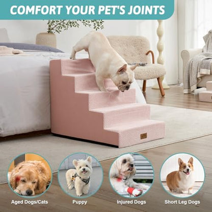 COZY KISS Dog Stairs for Small Dogs, 5 Step Pet Stairs for Beds & Couches - Image 2