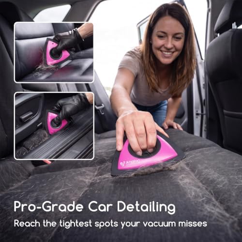 Analan Mini Pet Hair Remover for Car Detailing Dog Hair Tool Brush(Pink) - Image 2