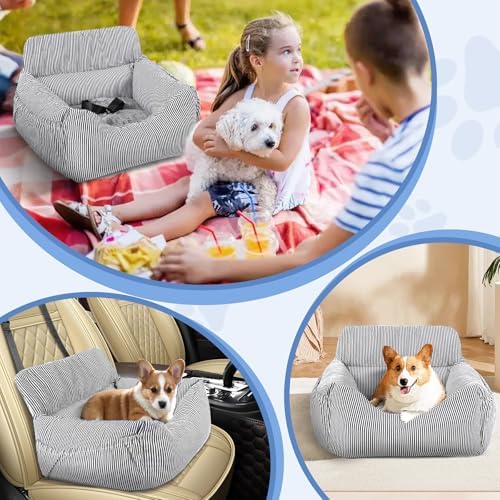 Dog Car Seat for Small Dogs, Pet Booster Seat with Clip-On Safety Leash and Storage Pockets, Washable Travel Dog Car Bed for Puppy （Black） - Image 6