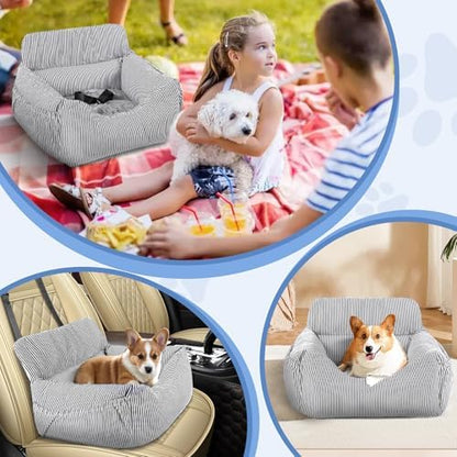 Dog Car Seat for Small Dogs, Pet Booster Seat with Clip-On Safety Leash and Storage Pockets, Washable Travel Dog Car Bed for Puppy （Black） - Image 6
