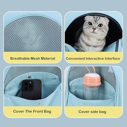 Cat Carrier Backpack,Large Space Animal Carrier Backpacks for Small Dogs Kitten and Medium Cats, Comfort & Safety,Design Reduces Pressure for Travel Outdoor and Vet Visits (Blue) - Image 4