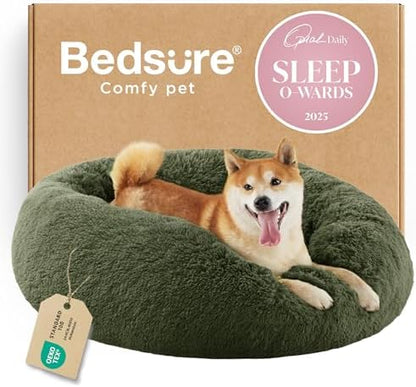 Bedsure Calming Dog Bed Medium Size Dog Donut Washable Pet Bed,30ins Green by Unknown
