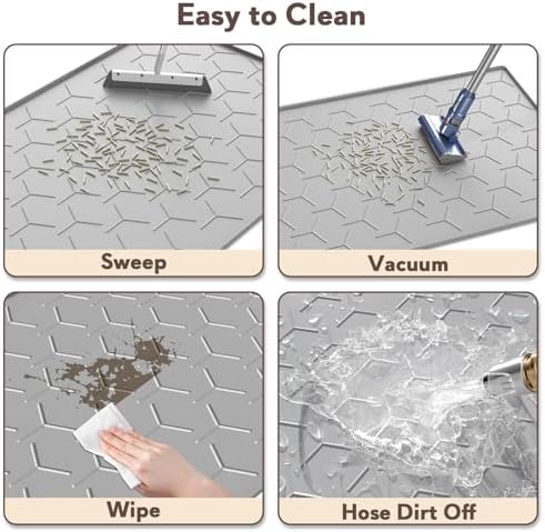 Garoopion Silicone Cat Litter Mat Large 40" X 28", Easy to Clean, Gray - Image 4