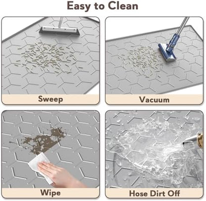 Garoopion Silicone Cat Litter Mat Large 40" X 28", Easy to Clean, Gray - Image 4