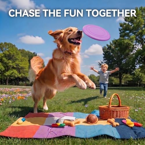 Dog Frisbee 3 Pack – Durable Rubber Dog Toys for Outdoor Fetch – 7 Inch Lightweight Floating Frisbee for Dogs, Soft on Teeth, Training & Water Play - Image 6