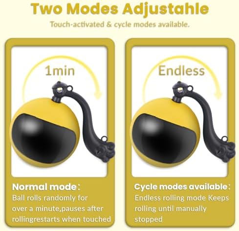 Interactive Cat Toy Ball, Automatic Self-Rolling Cat Toy with Feather Tail, Rechargeable Smart Cat Ball for Indoor Cats（Yellow） - Image 6