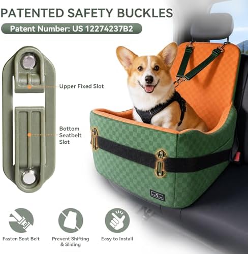 PETSFIT Pet Car Seat with Patented Safety System, 5" Elevated Cushion - Image 2