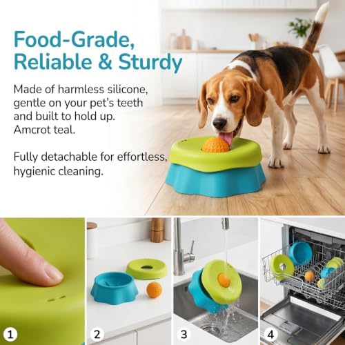 Food Grade Silicone Slow Feeder Bowl, Chew Resistant & Odorless Pet Bowl for Cats & Dogs. Anti-Slip Design for Yogurt, Puree, Juice & Liquid Food, Prevents Vomiting, Bloating and Digestive discomfort - Image 3