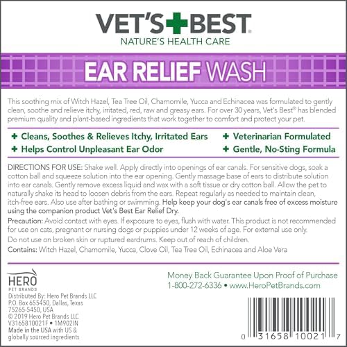 Vet's Best Dog Ear Relief Wash with Aloe, Chamomile & Tea Tree Oil, 4 oz - Image 3