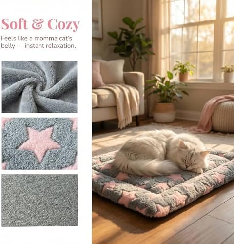 Cat & Dog Bed Mat - Reversible Dog Crate Bed Mats, Soft & Breathable Kennel Pad, Durable Crate Bed for Extra Small Dogs & Cats - Image 3