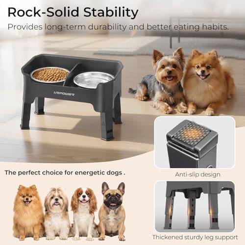 URPOWER Mess Proof Elevated Dog Bowls, Splash Guard Raised Bowl Stand - Image 6