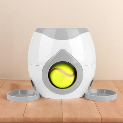 Automatic Dog Ball Launcher Dog Tennis Food Reward Machine Interactive Dogs Ball Thrower Slow Feeder for Small and Medium Dogs (Light Grey)