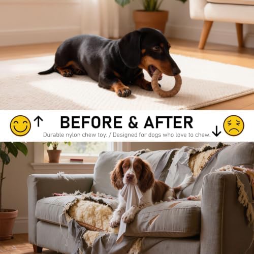 MECOOL Indestructible Dog Chew Toys for Aggressive Chewers 3PCS, Durable Bacon Flavored Nylon Bones for Small Dogs, Puppy Teething Toys, Long Lasting Nylon Dog Chews - Image 6