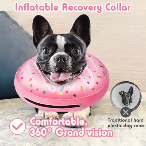 Inflatable Dog Pillow Cone Collar After Surgery, Donut Soft Neck Cone for Golden Retriever & German Shepherd Extra Large Dogs, etc, Recovery E Collar to Stop Licking Pink - Image 6