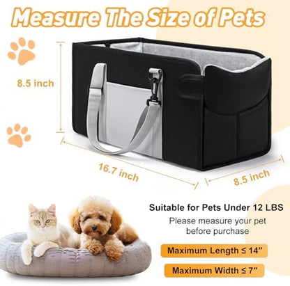Portable Dog Car Seat for Small Dogs, Puppy Car Seat, Black&White - Image 2