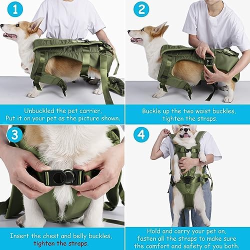 PetBonus Pet Front Dog Carrier Backpacks, Adjustable Pet Backpack, Legs Out Easy-fit Puppy Chest Carrier for Medium Small Dogs, Hands Free for Hiking, Cycling (Army Green, S) - Image 4
